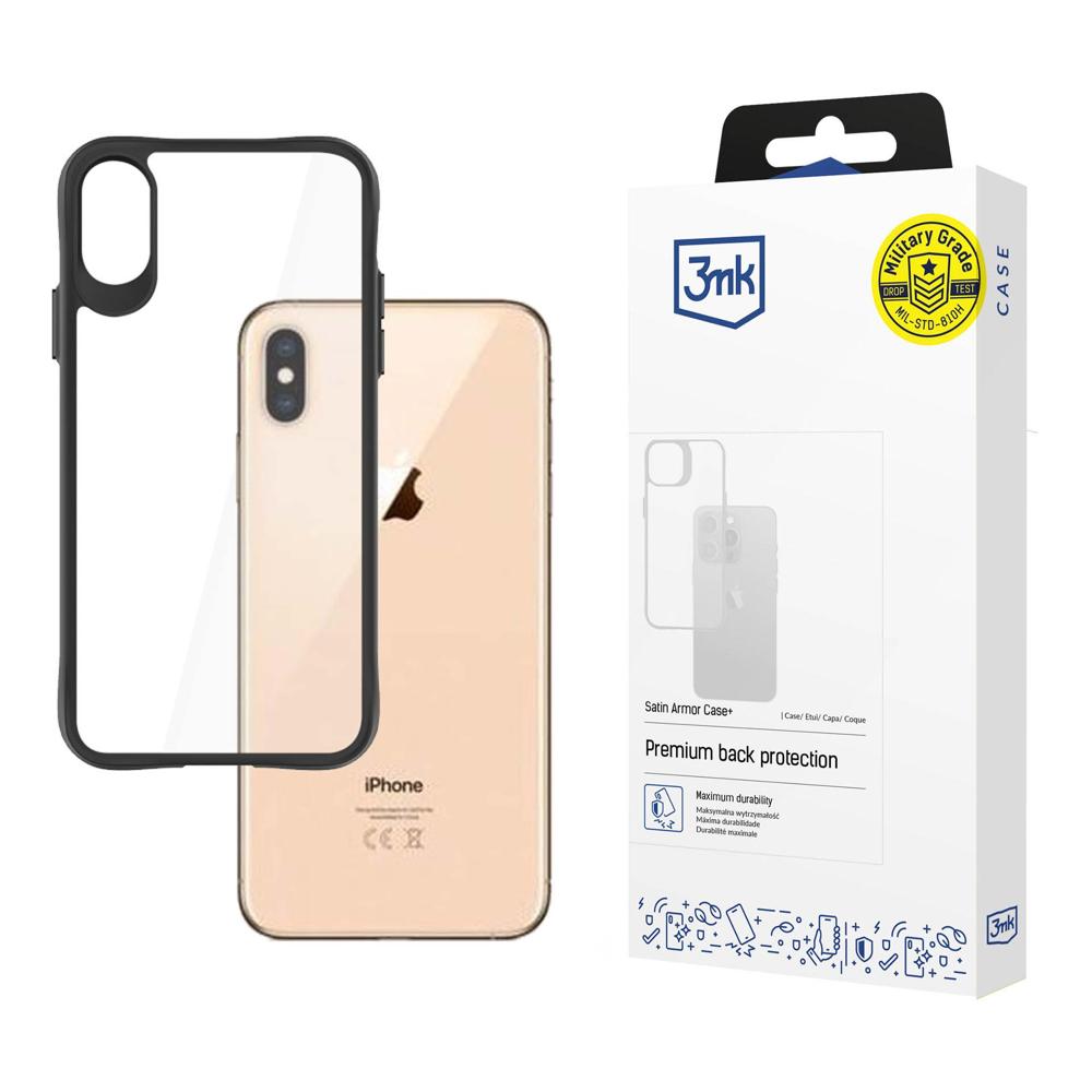 3mk Satin Armor Case+ iPhone Xs Max vāciņš, caurspīdīgs melns