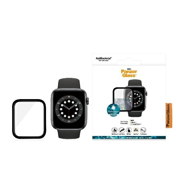 PanzerGlass Curved Aizsargvāciņš ar stiklu Apple Watch 44mm, Melns