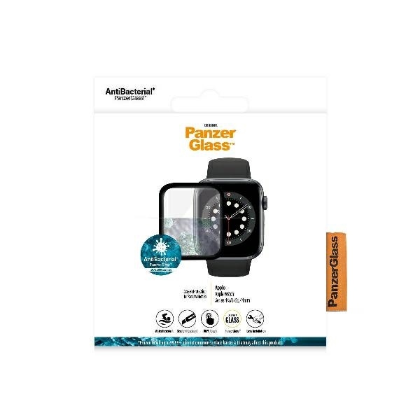 PanzerGlass Curved Aizsargvāciņš ar stiklu Apple Watch 44mm, Melns