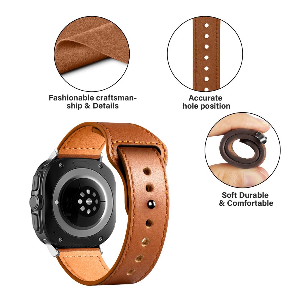 Tech-Protect LeatherFit siksniņa Samsung Galaxy Watch Ultra (47 mm) - brūna | strap for brown