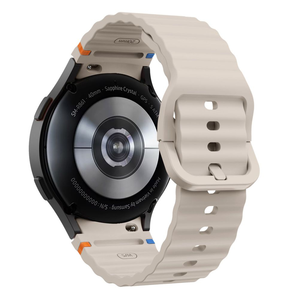 Tech-Protect Samsung Galaxy Watch 4 / 5 / 6 / 7 / FE siksniņa Silicone Sport, bēša