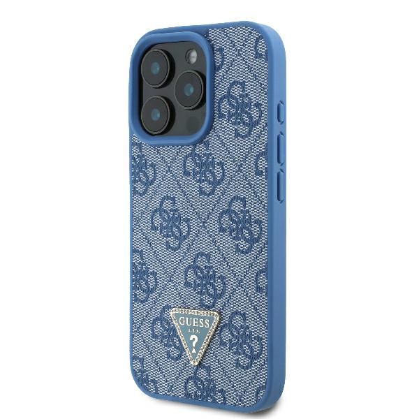 Guess iPhone 16 Pro vāciņš Crossbody 4G Metal Logo Strass, zils