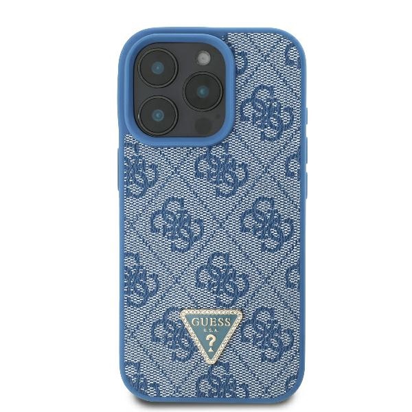 Guess iPhone 16 Pro vāciņš Crossbody 4G Metal Logo Strass, zils