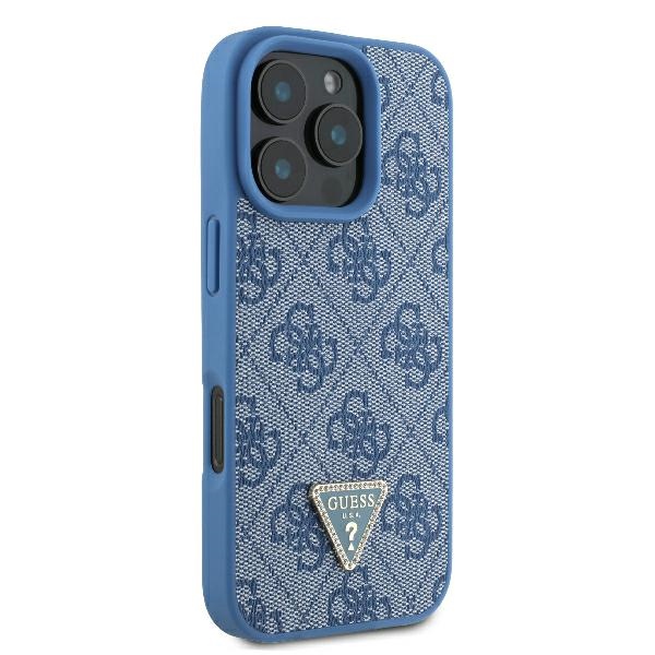Guess iPhone 16 Pro vāciņš Crossbody 4G Metal Logo Strass, zils
