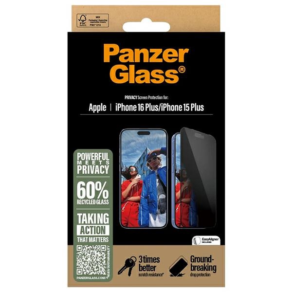 PanzerGlass Privacy Screen Protector iPhone 16 Plus 6,7" Ultra-Wide Fit P2863 | 6.7"