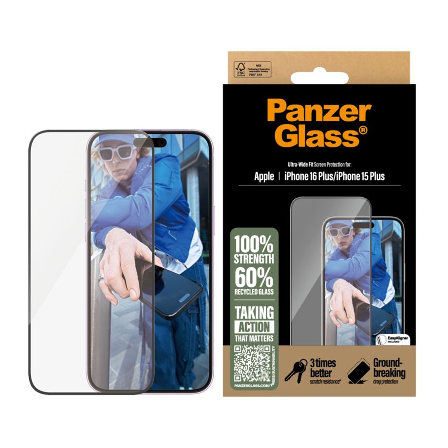 PanzerGlass Ultra-Wide Fit aizsargstikls iPhone 16 Plus 6.7\"