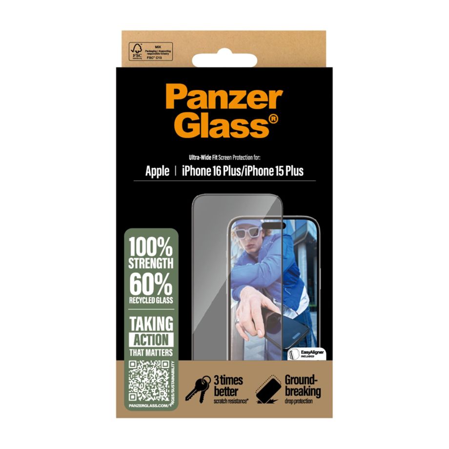 PanzerGlass Ultra-Wide Fit aizsargstikls iPhone 16 Plus 6.7\"