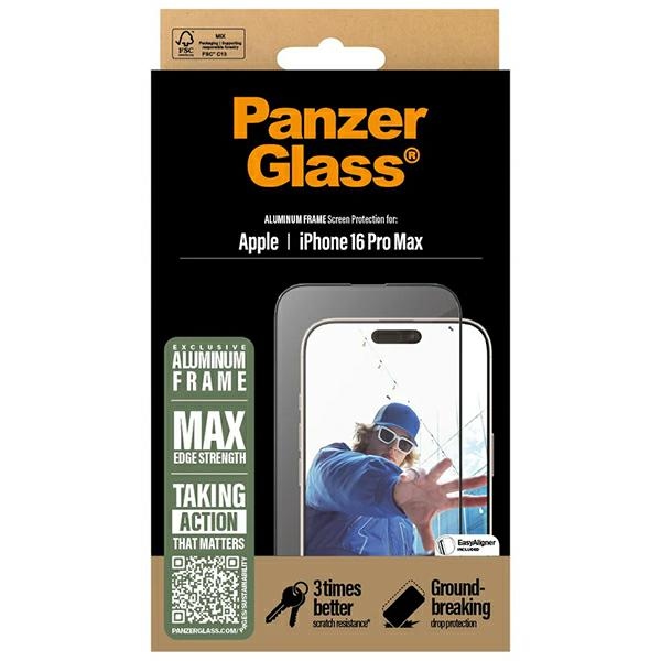PanzerGlass ekrāna aizsargstikls Alumīnija aizsargvāciņš iPhone 16 Pro Max 6,9" Ultra-Wide Fit 2852 | Screen...