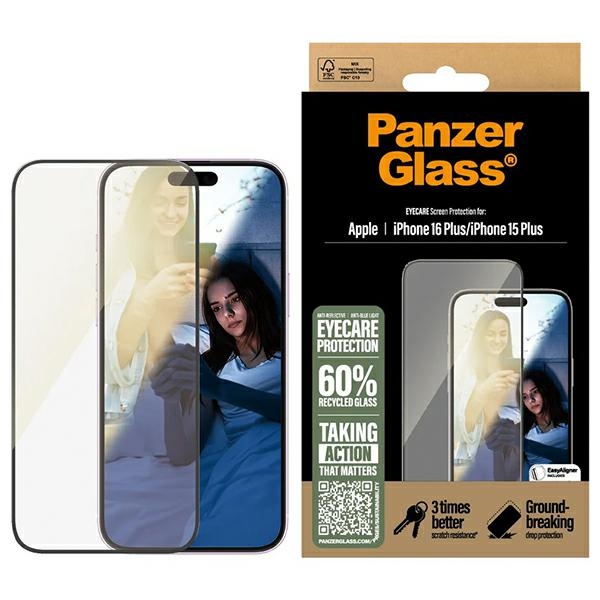 PanzerGlass iPhone 16 Plus ekrāna aizsargstikls EyeCare Ultra-Wide Fit