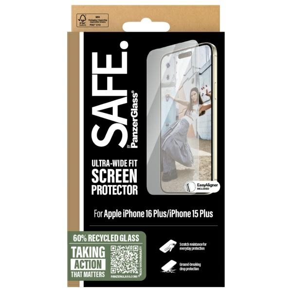 SAFE by PanzerGlass iPhone 16 Plus 6.7" ekrāna aizsargstikls Ultra-Wide Fit SAFE95877 | Screen Protector