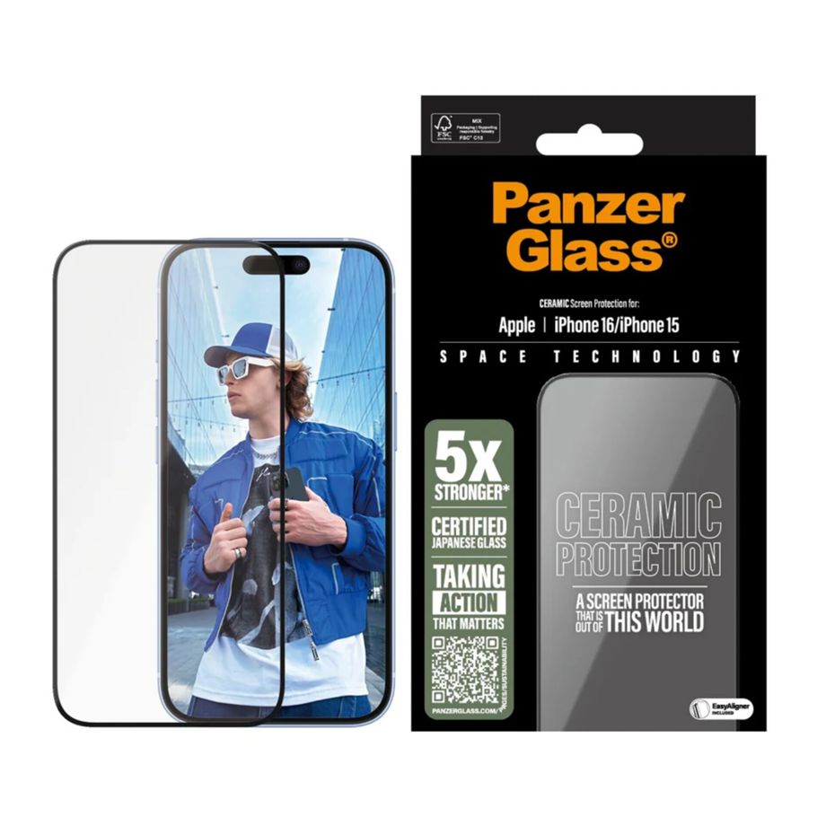 PanzerGlass Ceramic aizsargstikls iPhone 16 6.1\" Ultra-Wide Fit