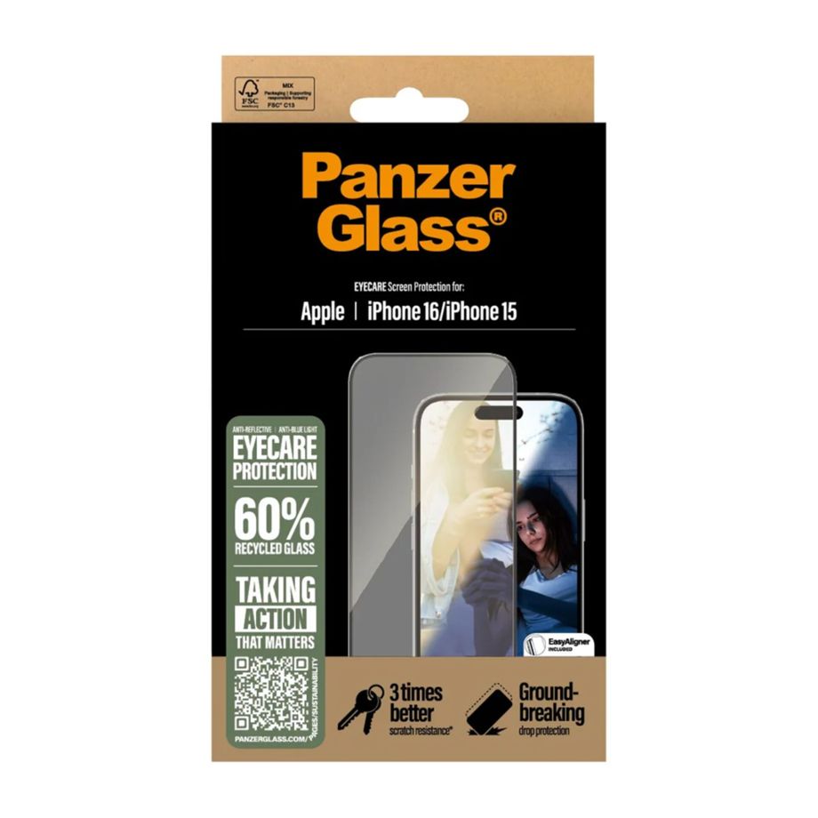 PanzerGlass EyeCare Ultra-Wide Fit aizsargstikls iPhone 16