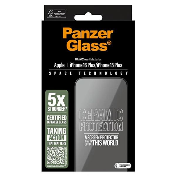 PanzerGlass iPhone 16 Plus ekrāna aizsargstikls Ceramic Ultra-Wide Fit