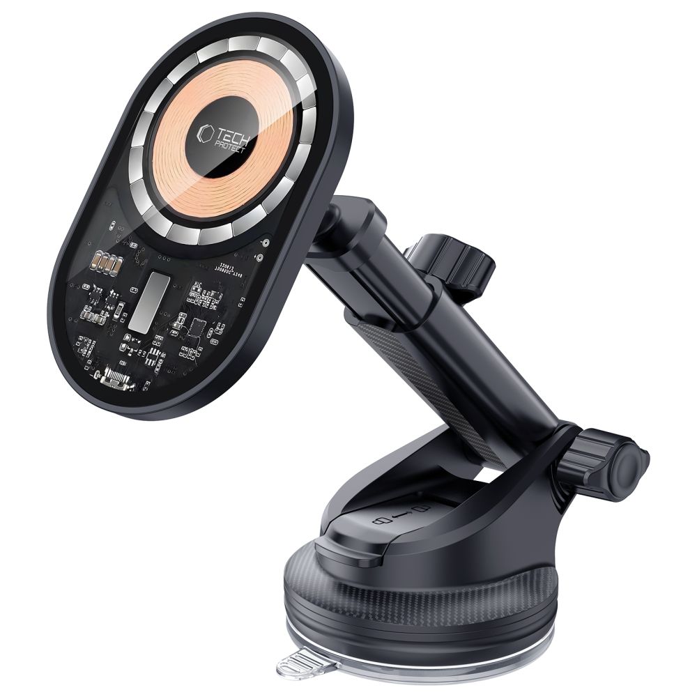 Tech-Protect MM15W-V6 15W MagSafe auto turētājs ar lādētāju, Melns