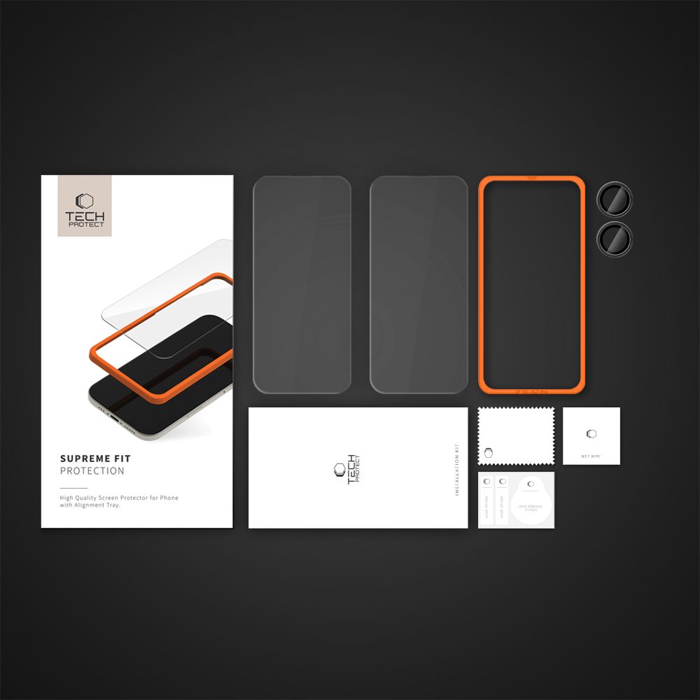 Apple iPhone 16 Plus 6.7\'\' Tech-Protect Supreme Tempered Glass 2x + Camera Glass | Ekrāna Aizsargstikls 2 gab. +...