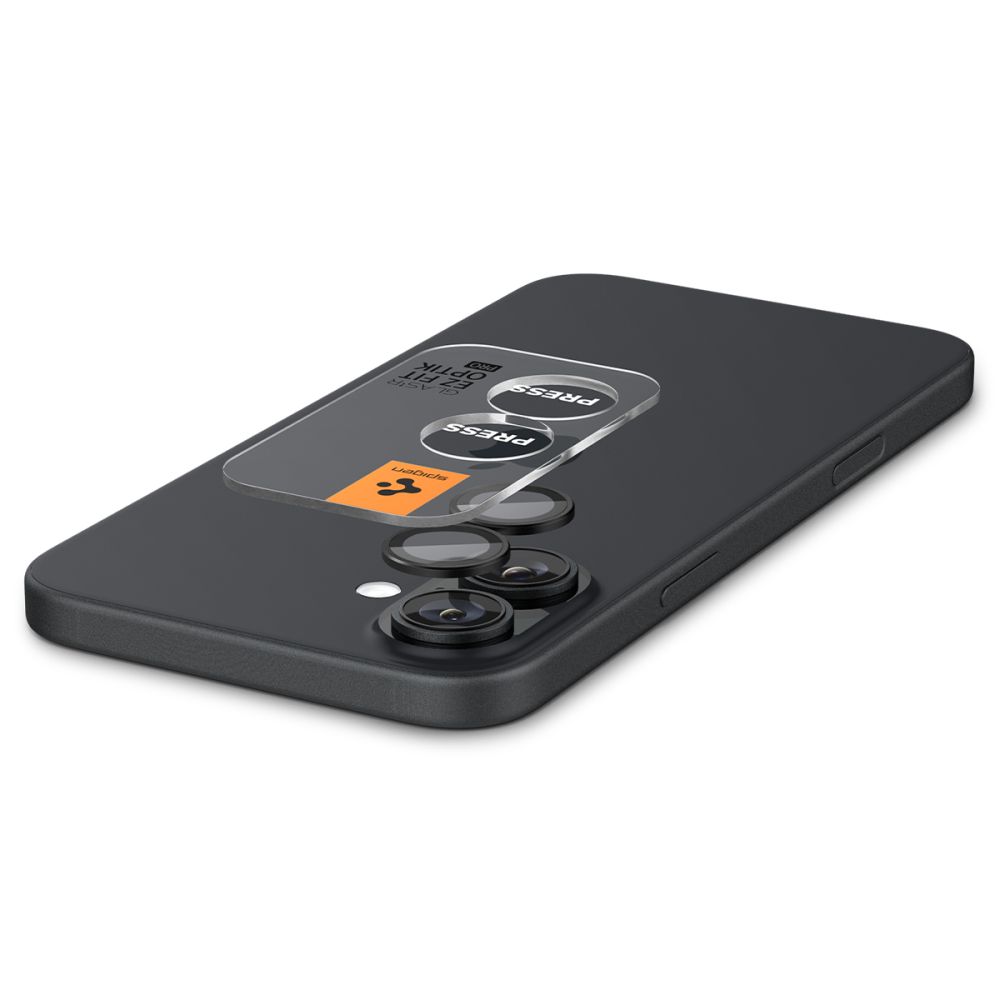 Rūdīts stikls Spigen Glass tR EZ Fit Optik Pro iPhone 16 Plus kamerai (2 gab.) - Melns | Tempered for Camera pcs.)...