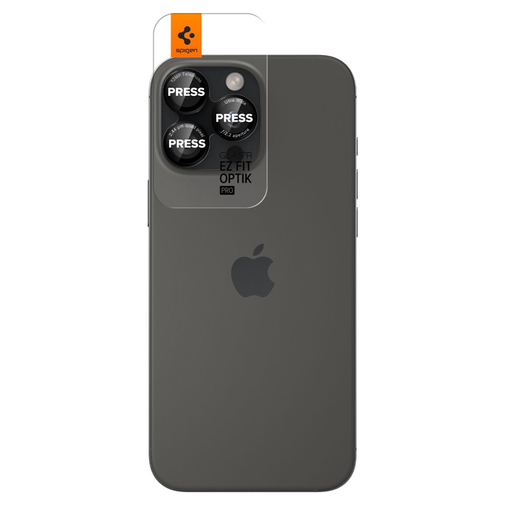 Spigen Optik Pro L-Series kameras aizsargstikls iPhone 14/15/16/17 Pro/Max, melns/sarkans