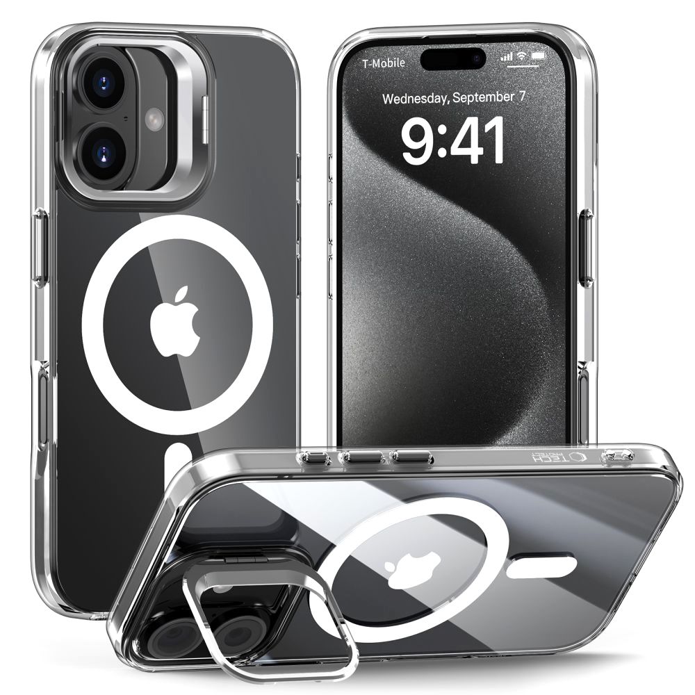 Tech-Protect MagStand MagSafe vāciņš iPhone 16 telefonam - Caurspīdīgs