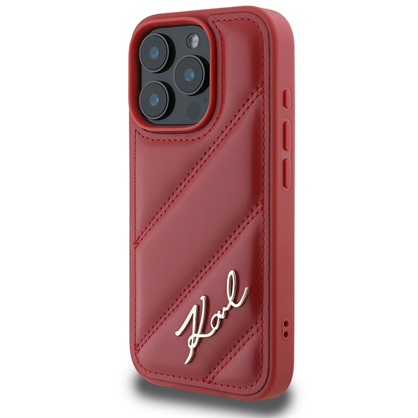 Karl Lagerfeld iPhone 16 Pro vāciņš Quilted Signature, sarkans