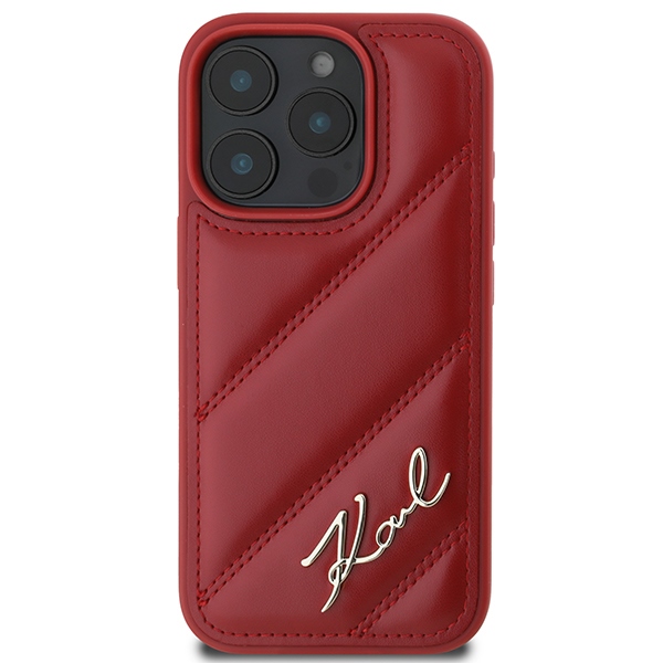 Karl Lagerfeld iPhone 16 Pro vāciņš Quilted Signature, sarkans