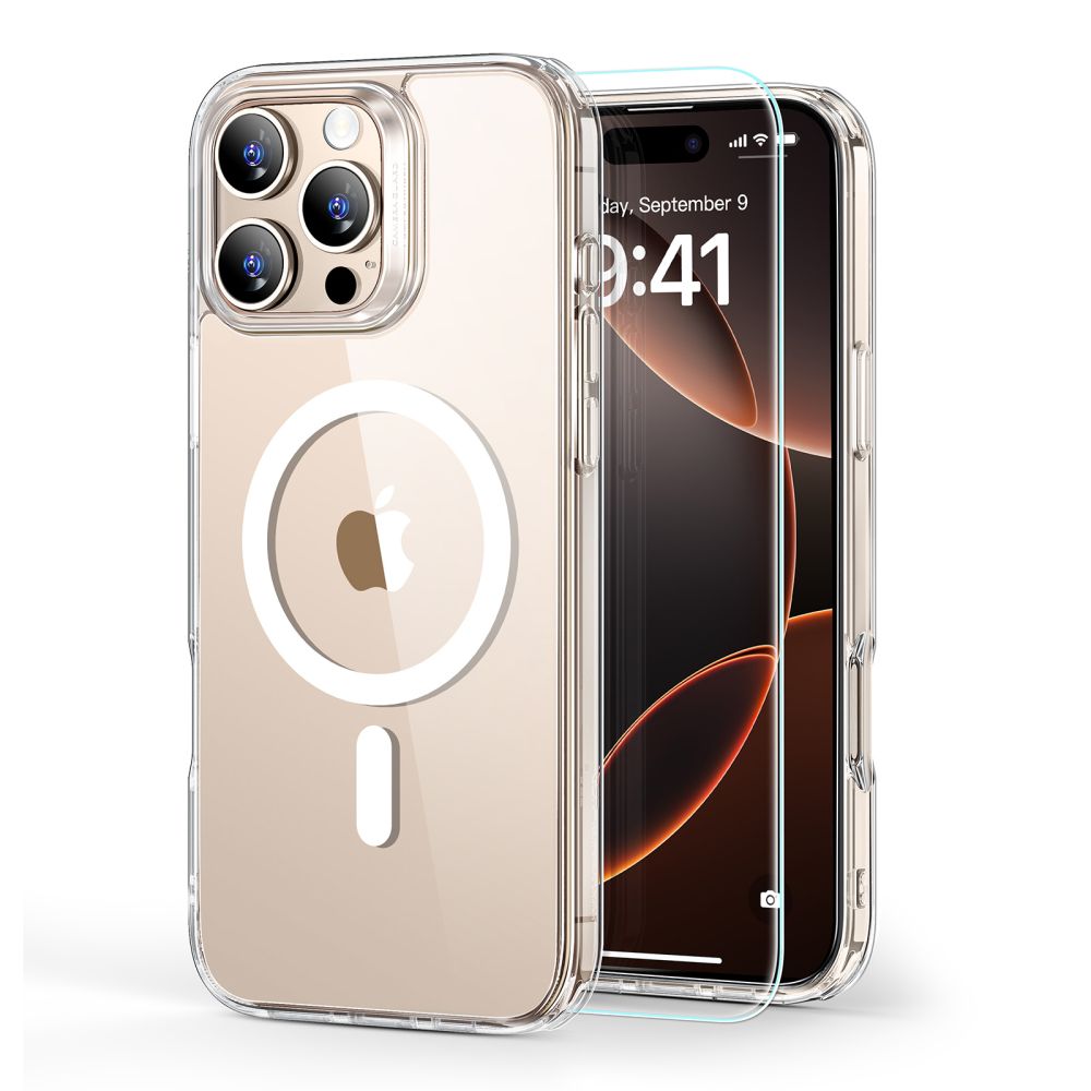 ESR Classic Hybrid HaloLock vāciņš un stikls iPhone 16 Pro Max, caurspīdīgs
