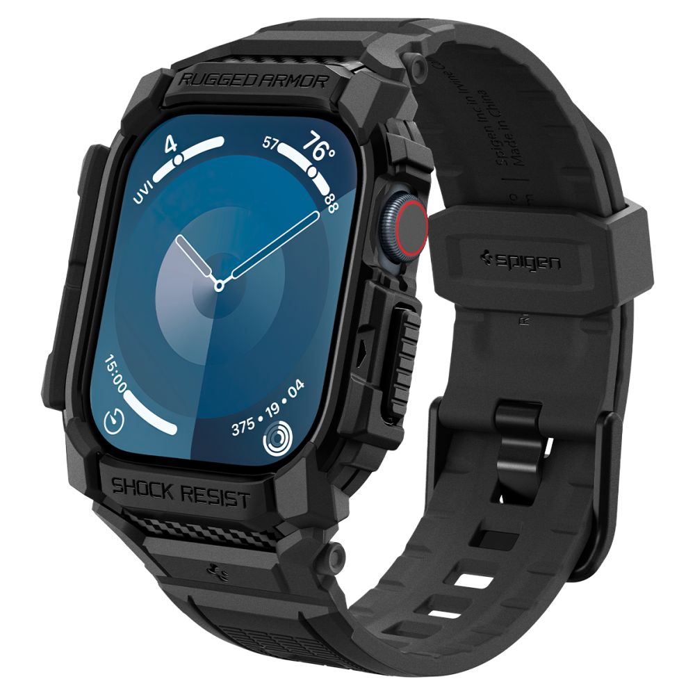 Spigen Apple Watch 10 (42mm) siksniņa ar vāciņu Rugged Armor Pro, melna