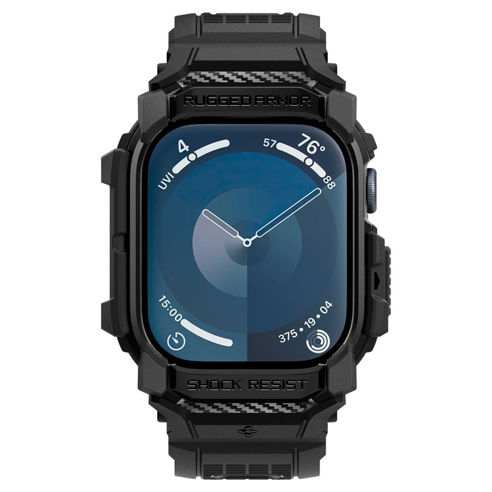 Spigen Apple Watch 10 (42mm) siksniņa ar vāciņu Rugged Armor Pro, melna