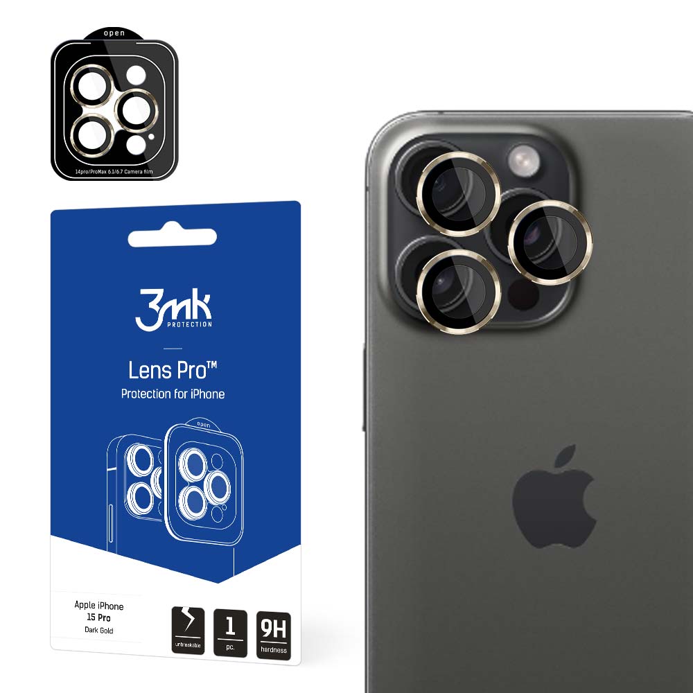 3mk Lens Protection Pro kameras aizsargstikls iPhone 15 Pro Gold