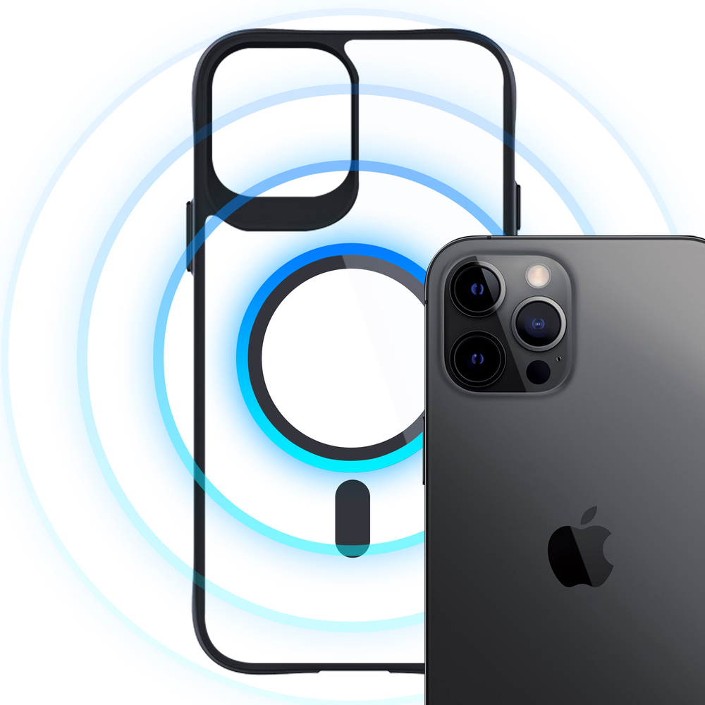 3mk iPhone 12 Pro Max vāciņš Satin Armor MagCase, caurspīdīgs ar melnu rāmi