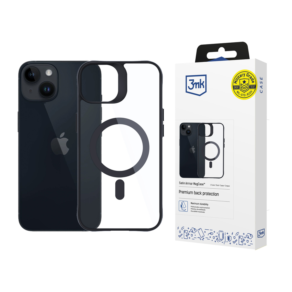3Mk Protection Satin Armor MagCase Apple iPhone 13 / 14 vāciņš caurspīdīgs ar melnu