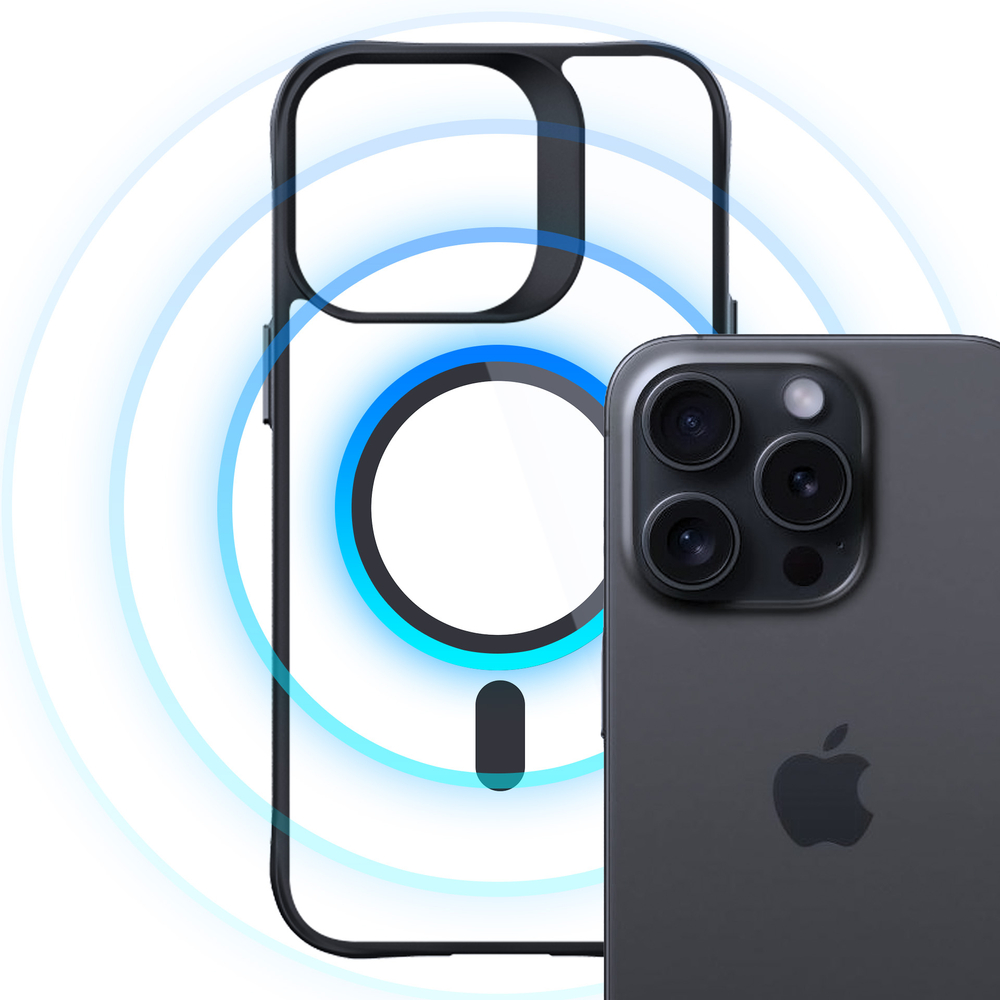 3mk iPhone 14 Pro Max vāciņš Satin Armor MagCase, caurspīdīgs ar melnu rāmi