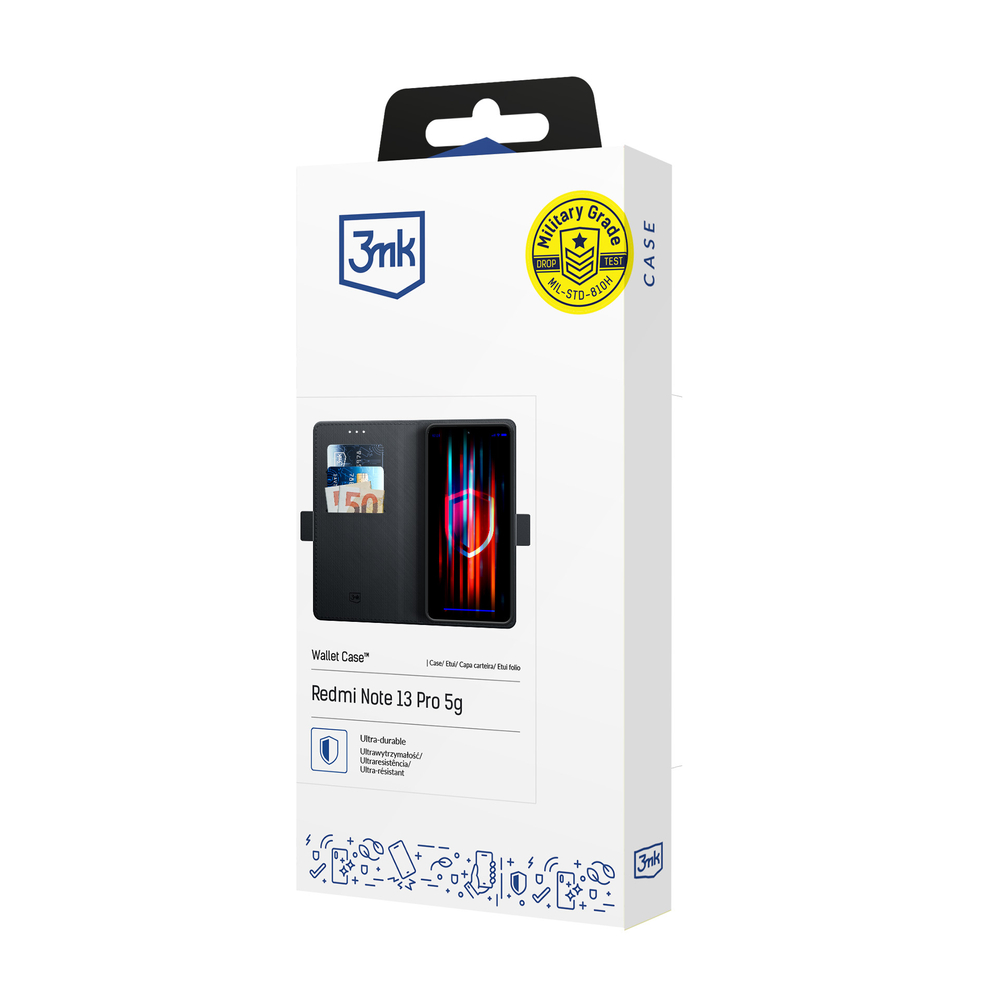 3mk Wallet Case atverams vāciņš maciņš grāmatiņa Xiaomi Redmi Note 13 Pro 5G, melns