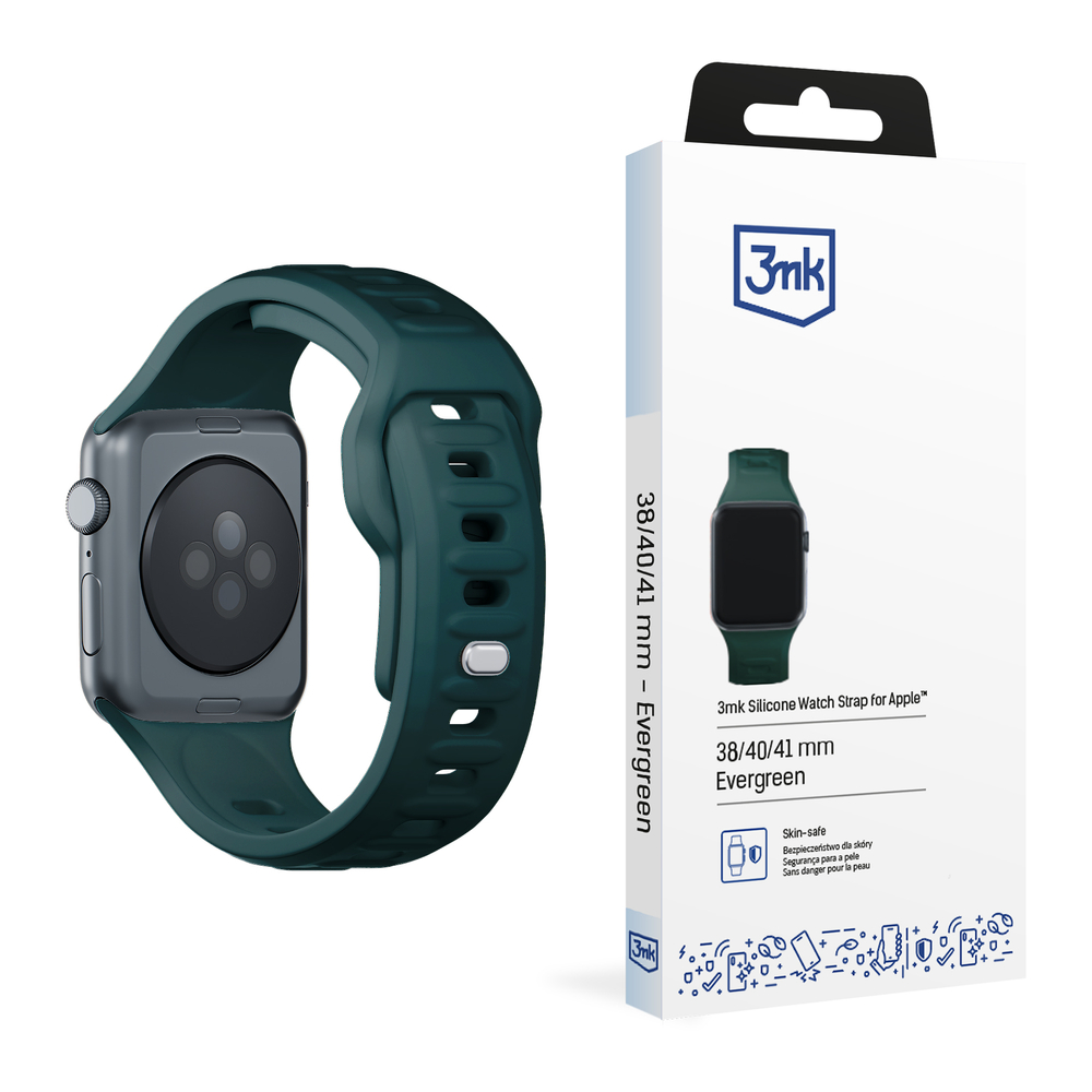3mk Apple Watch 42 / 44 / 45 / 49 mm silikona siksniņa, zaļa