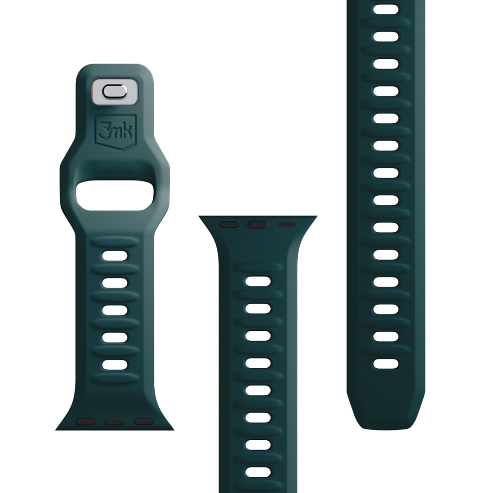 3mk Apple Watch 42 / 44 / 45 / 49 mm silikona siksniņa, zaļa