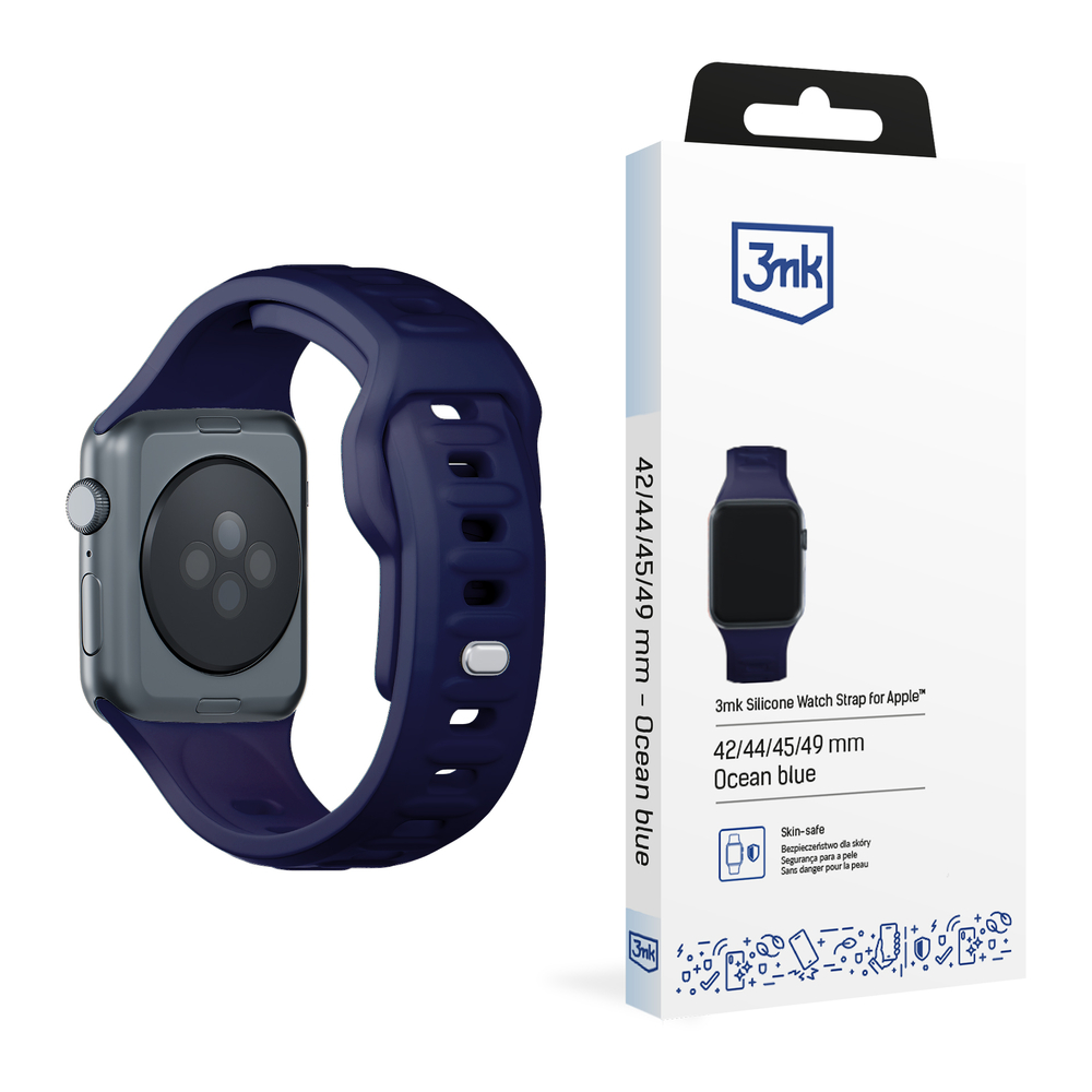 3mk Apple Watch 42 / 44 / 45 / 49 mm silikona siksniņa, zila