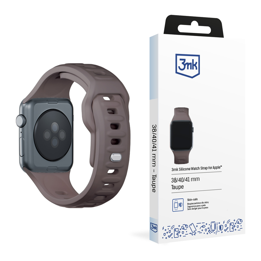 3mk Apple Watch 42 / 44 / 45 / 49 mm silikona siksniņa, brūna