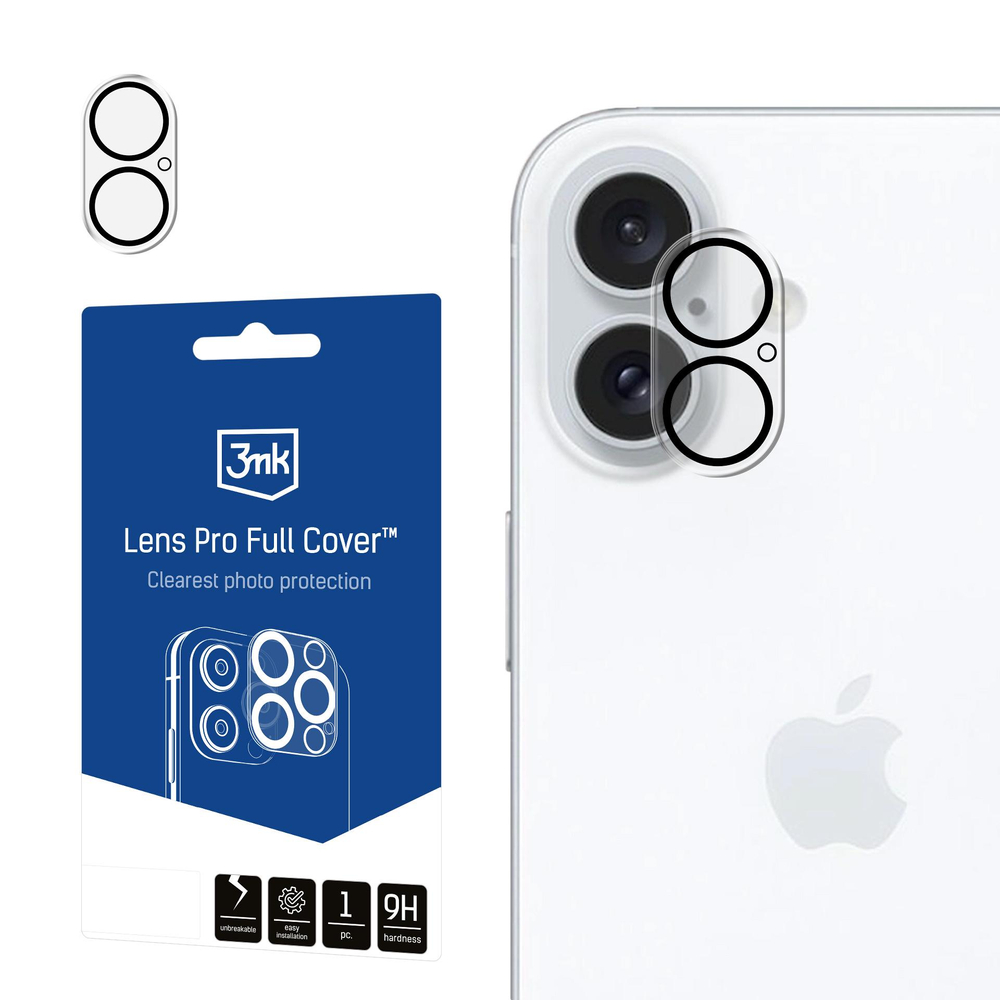3mk Lens Pro Full Cover kameras aizsargstikls iPhone 16 / 16 Plus