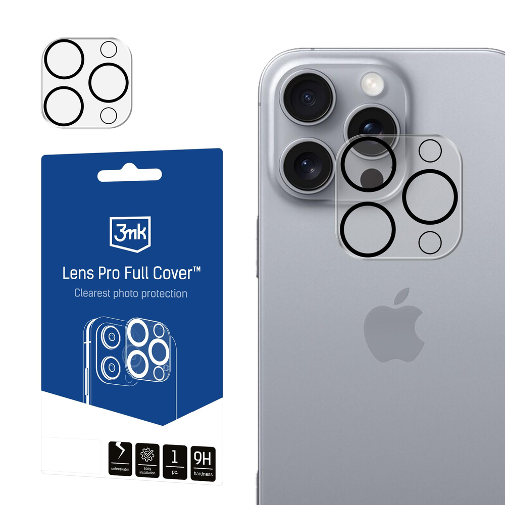 3mk Lens Pro Full Cover kameras aizsargstikls iPhone 16 Pro / 16 Pro Max