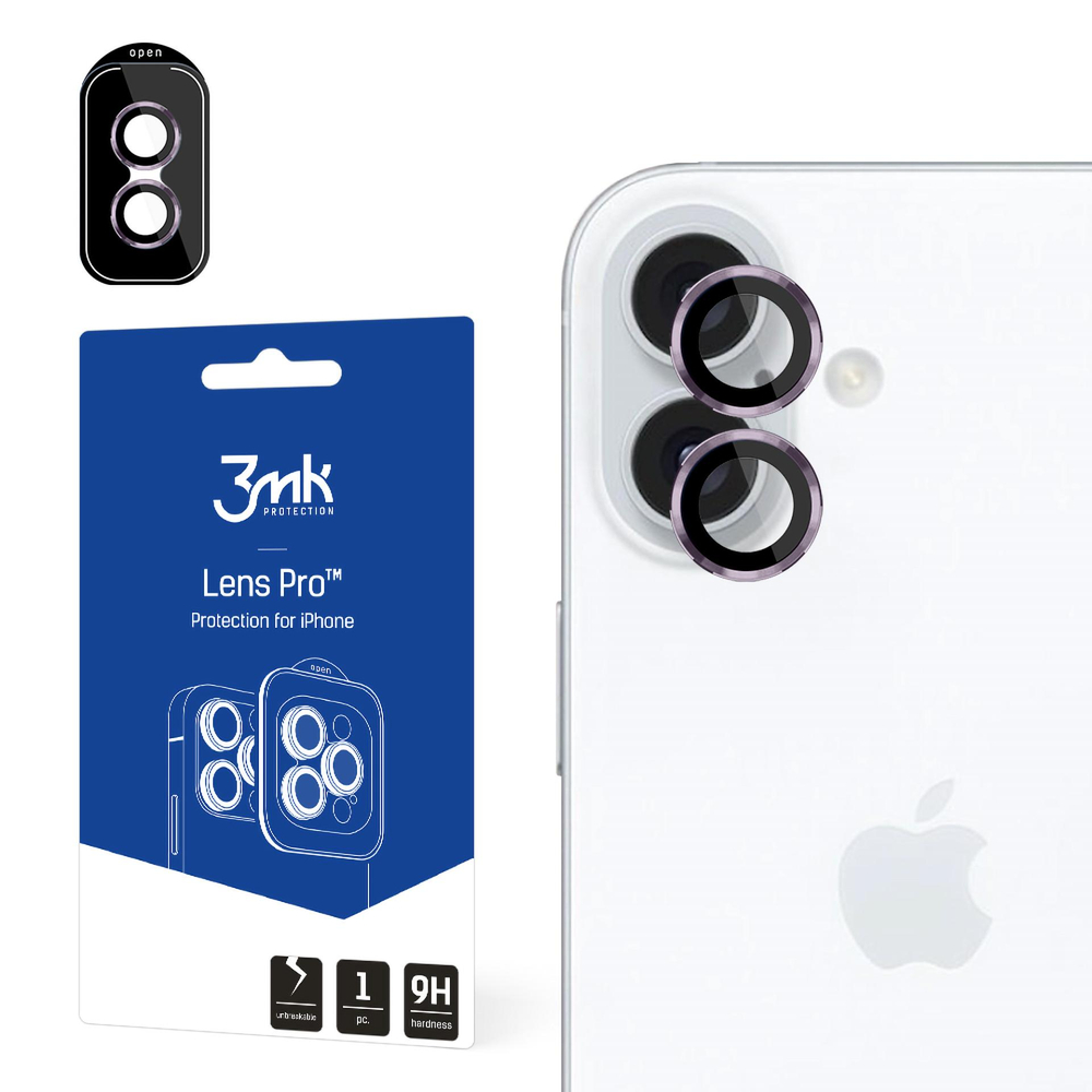 3mk Lens Protection Pro kameras aizsargstikls iPhone 16 / 16 Plus, rozā