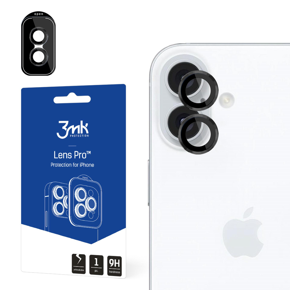 3mk Lens Protection Pro kameras aizsargstikls iPhone 16 / 16 Plus, melns