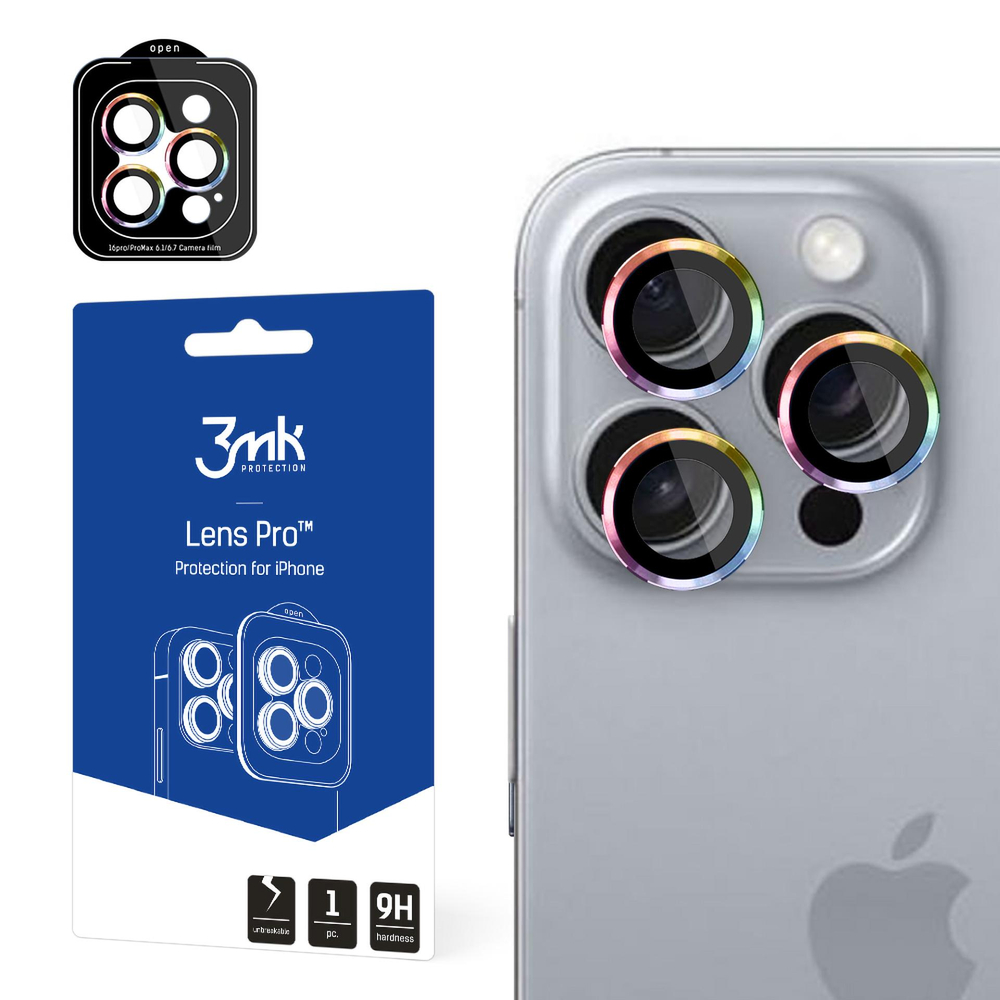 3mk Lens Protection Pro kameras aizsargstikls iPhone 16 Pro / 16 Pro Max Iridescent