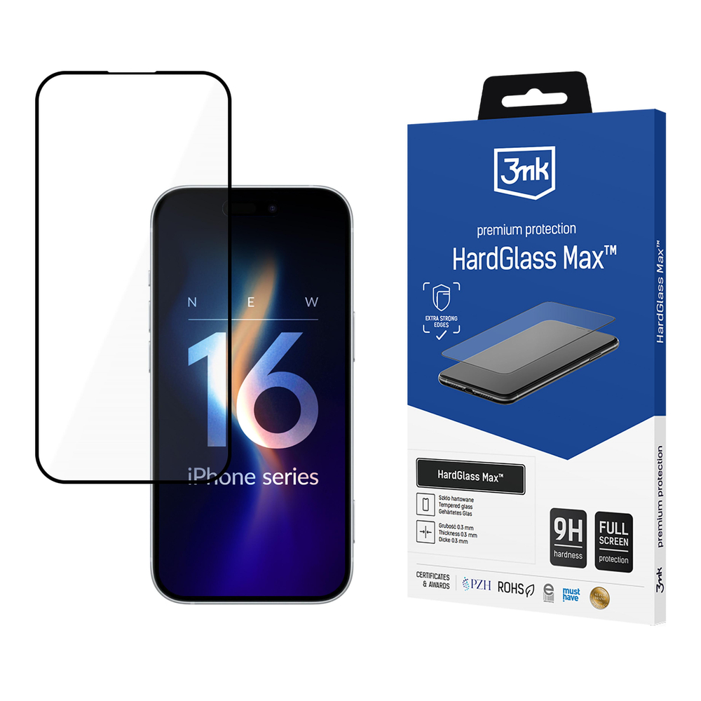 3mk HardGlass Max iPhone 16 Pro Max aizsargstikls, melns