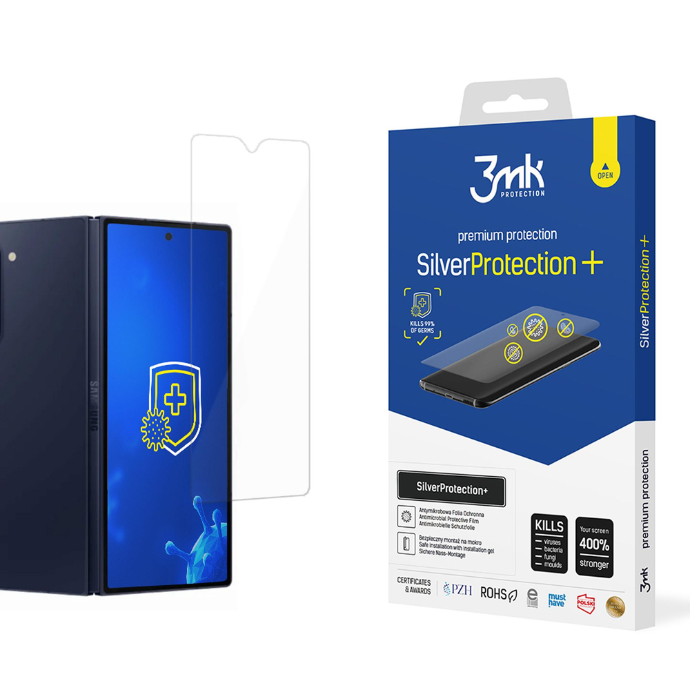 Samsung Galaxy Z Fold 6 (front) 3MK Silver Protect+ Antibacterial Screen Protector | Antibakteriāla Telefona...