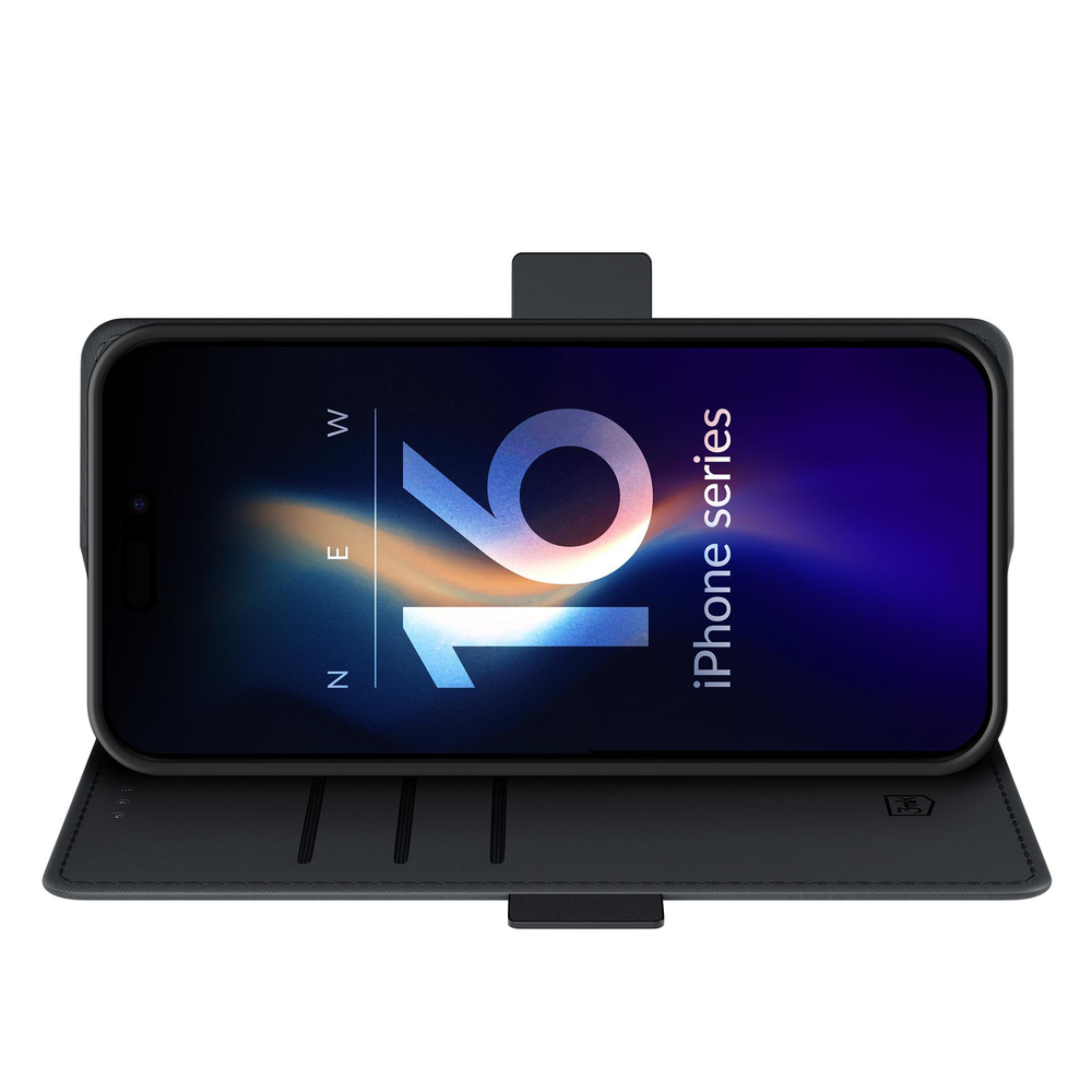 3mk Protection iPhone 16 Plus atverams vāciņš maciņš grāmatiņa Wallet Case, melns