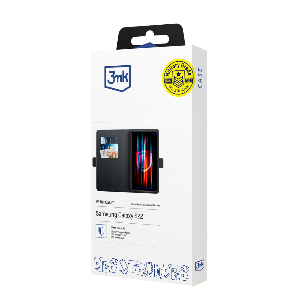 Samsung Galaxy S22 5G (SM-S901) 3MK Wallet Case Cover, Black | Telefona Vāciņš Maciņš Apvalks Grāmatiņa
