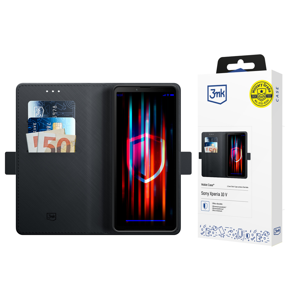 3mk Wallet Case atverams vāciņš Sony Xperia 10 V, melns