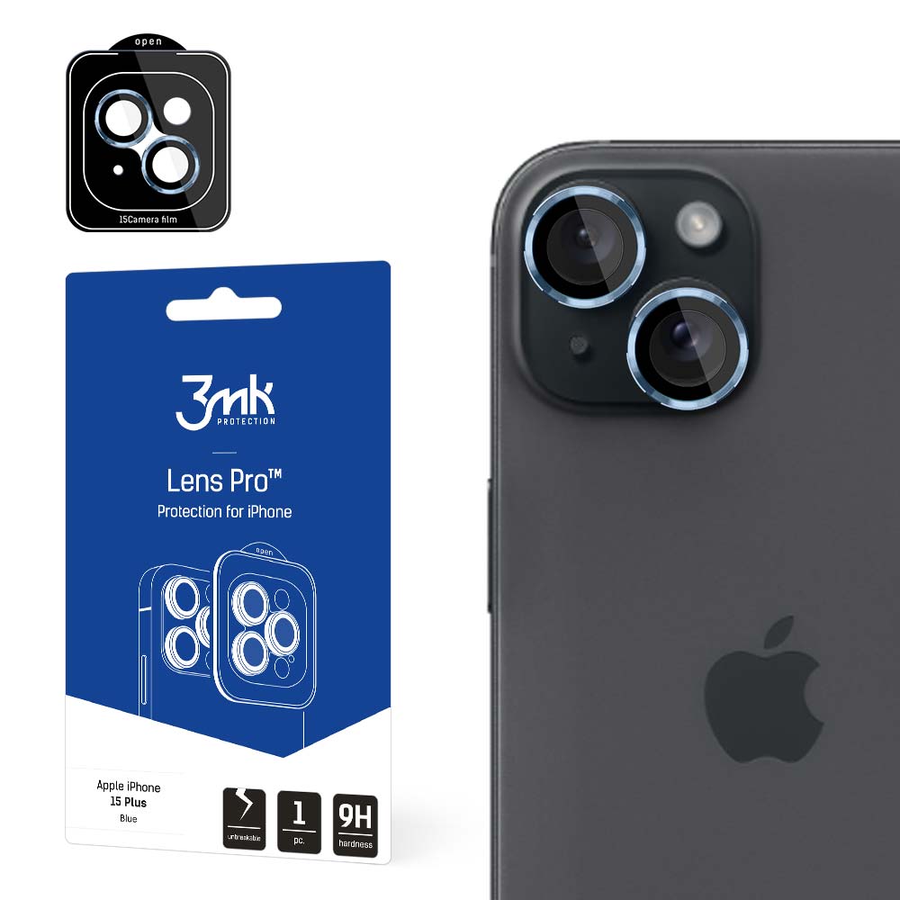 3mk Lens Protection Pro kameras aizsargstikls iPhone 15 Plus, zils
