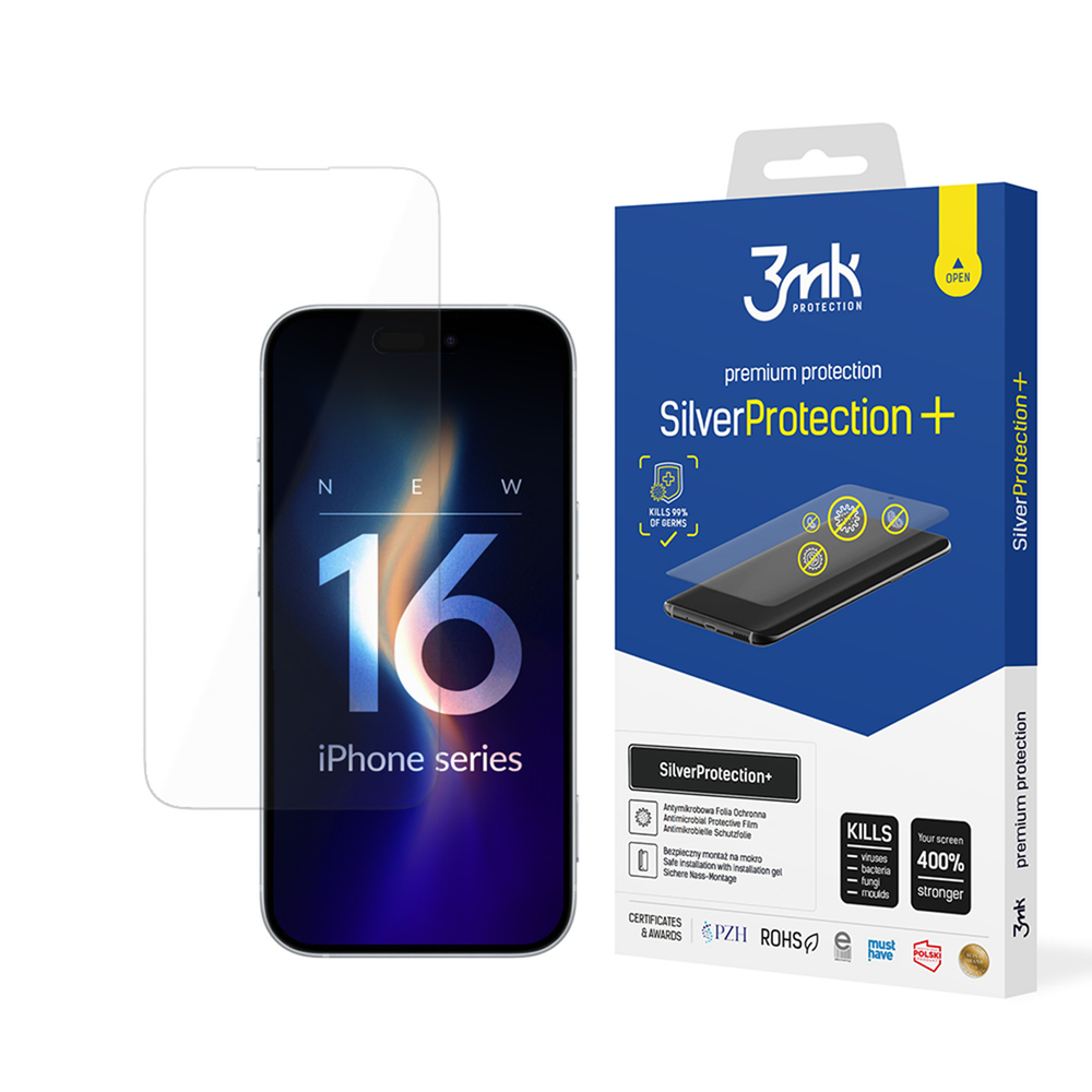 3mk SilverProtection+ antibakteriāla aizsargplēve iPhone 16