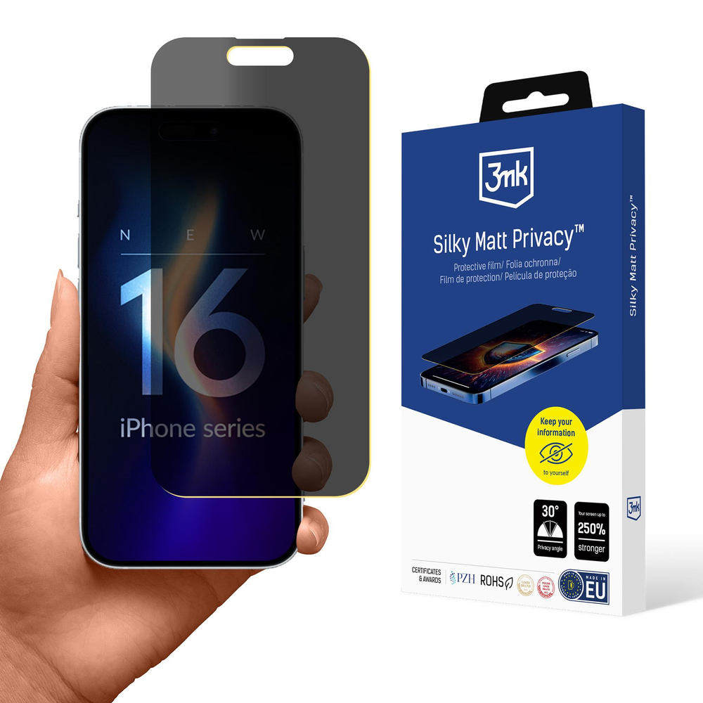 3mk Silky Matt Privacy matēta aizsargplēve iPhone 16 Plus