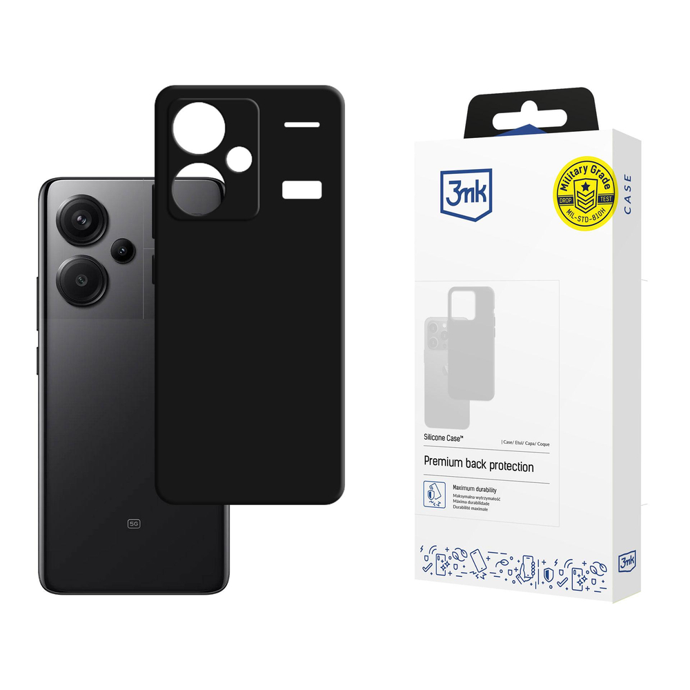 3mk Xiaomi Redmi Note 13 Pro+ vāciņš Silicone Case, melns